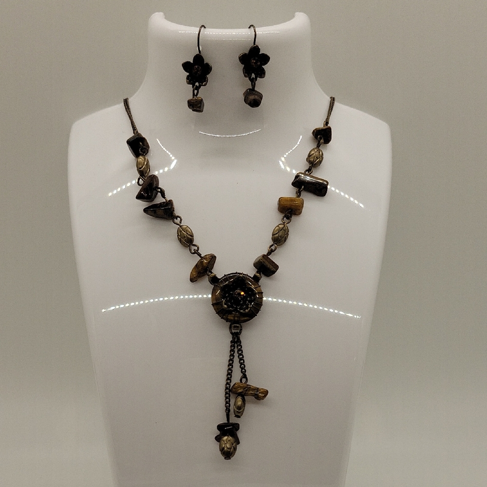 Tiger's Eye Necklace and Earring Set